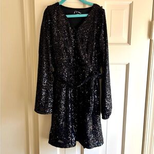 Black Sequins Girls Dress Large